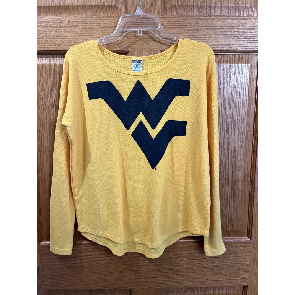 West Virginia Mountaineers Victoria's Secret Pink Waffle Knit Size Small
